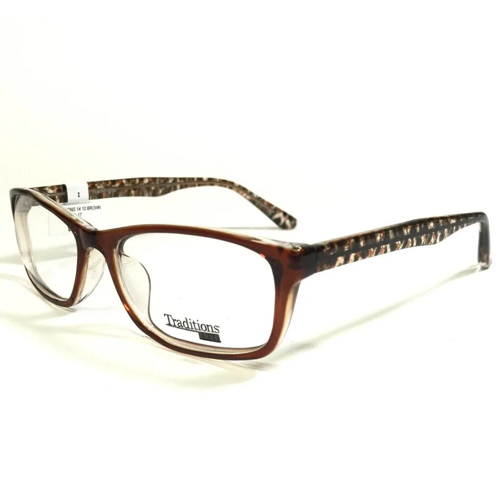 Traditions Eyeglasses Frames T14 COL 10 Clear Brown Cheetah Print 54-16-145